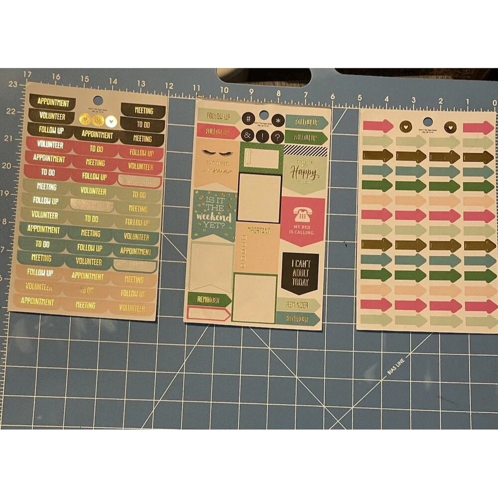 Happy Planner Pen Gear Office Stickers & Weekly Schedule Refill Lot Light Use